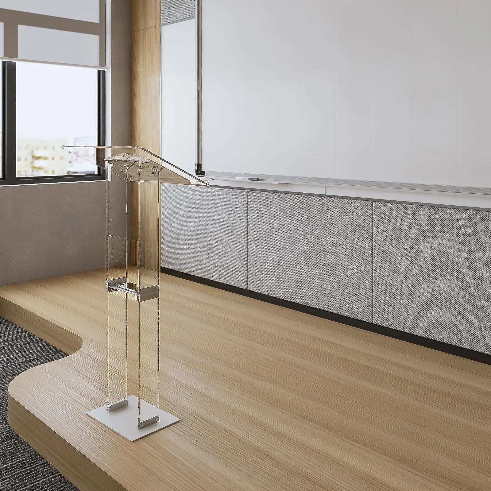 Cross-border acrylic podium Transparent countertop with metal base High-end conference speech table Church wedding speech table