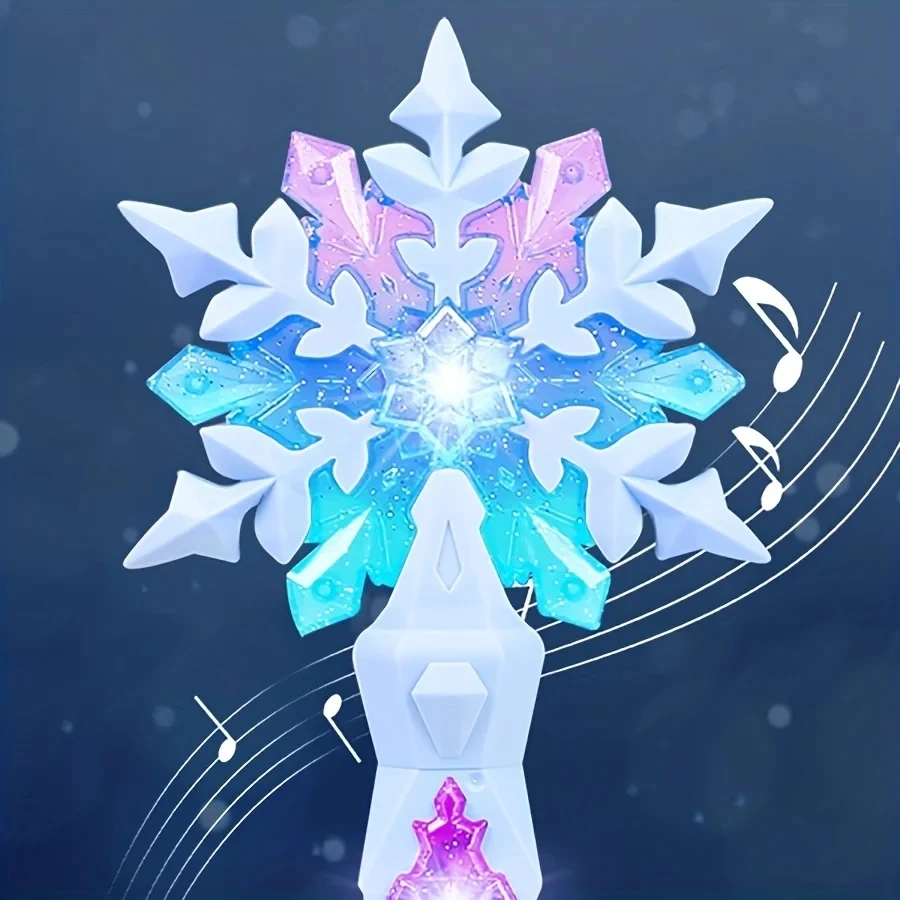 Varita de Nieve QPrincess, Juguete de Hadas para Niñas, Varitas Luminosas, Juguetes de Navidad y Halloween para Niños, Varitas con Luz y Sonido de Copo de Nieve, Disfraz Infantil