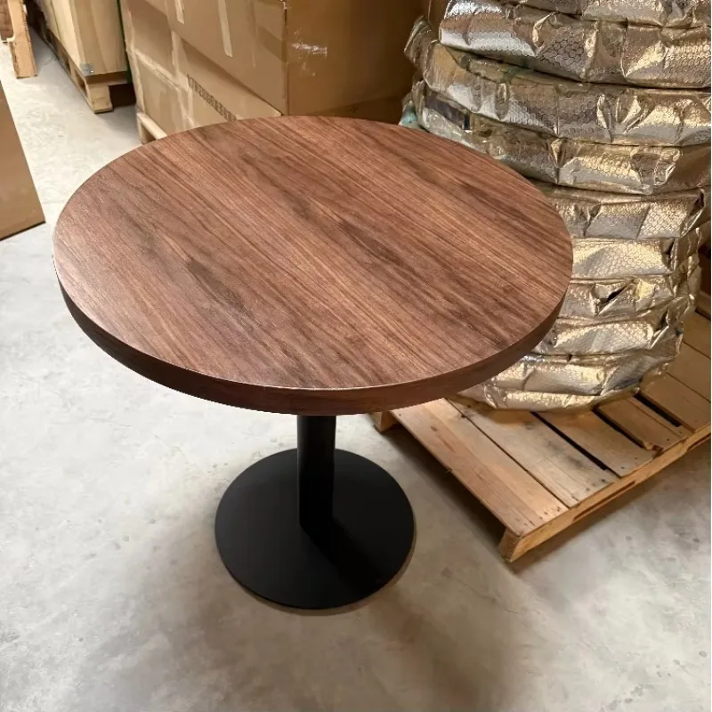 Vintage Style Size Custom Make Round Solid Wood Dining Table and Chair for Coffee Shop and Western Restaurant