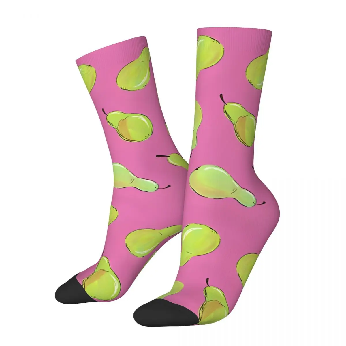 Pears On Pink Men's Socks Retro Harajuku Street Style Novelty Pattern Crew Sock