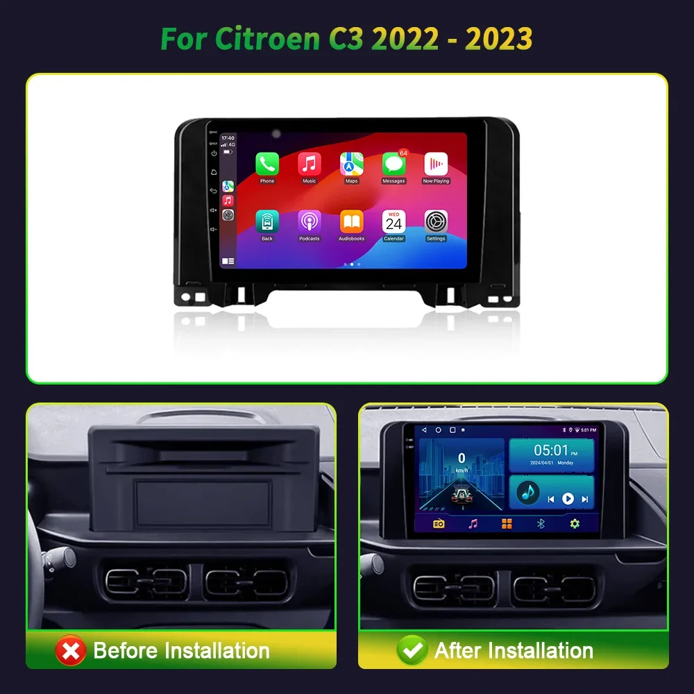 Car player android auto video For Citroen C3 2022-2023 Android Auto Radio Car Multimedia Player 4G GPS Navigation Screen Carplay