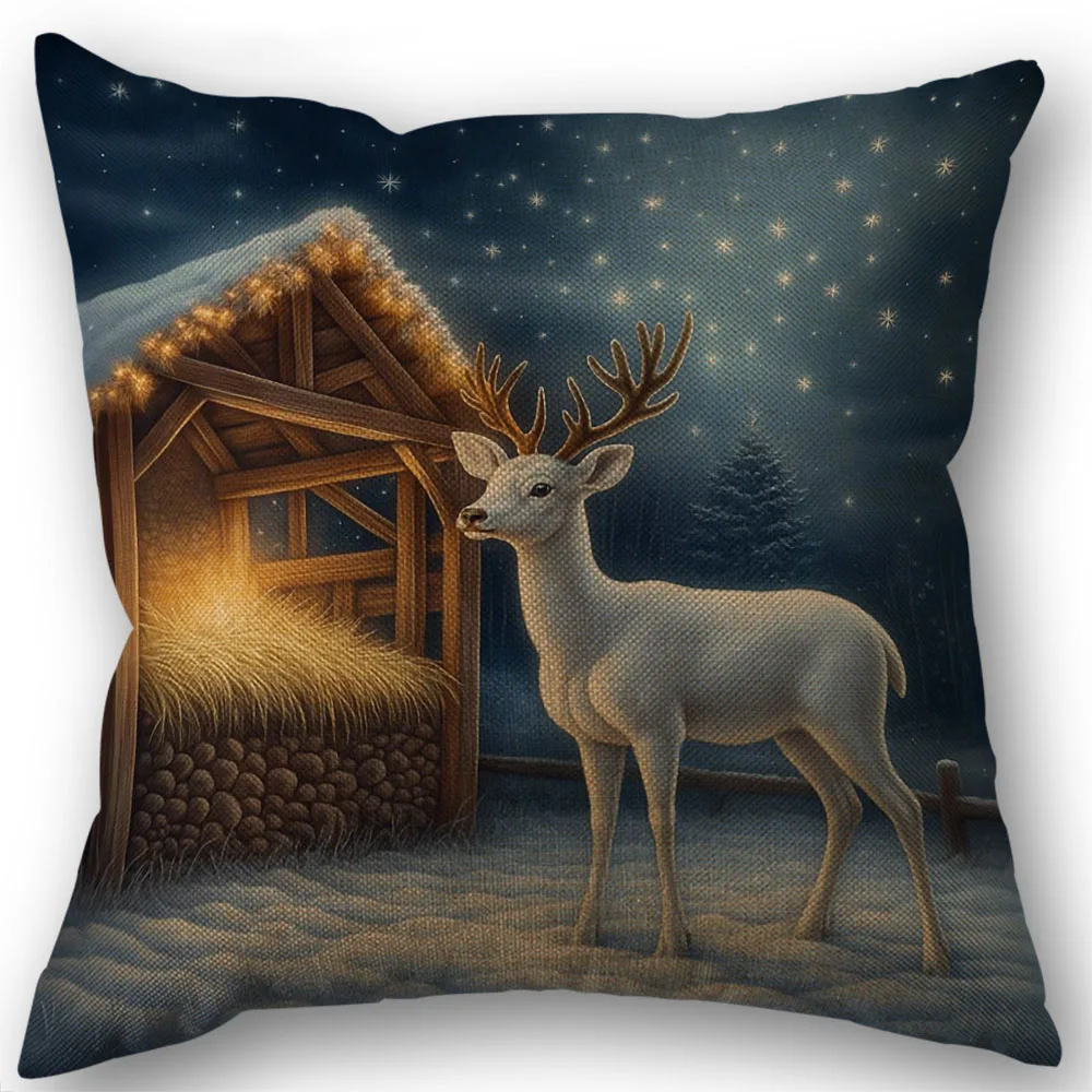 Christmas Nativity Jesus Cushion Covers , Farmhouse Living Room Decor 7.14