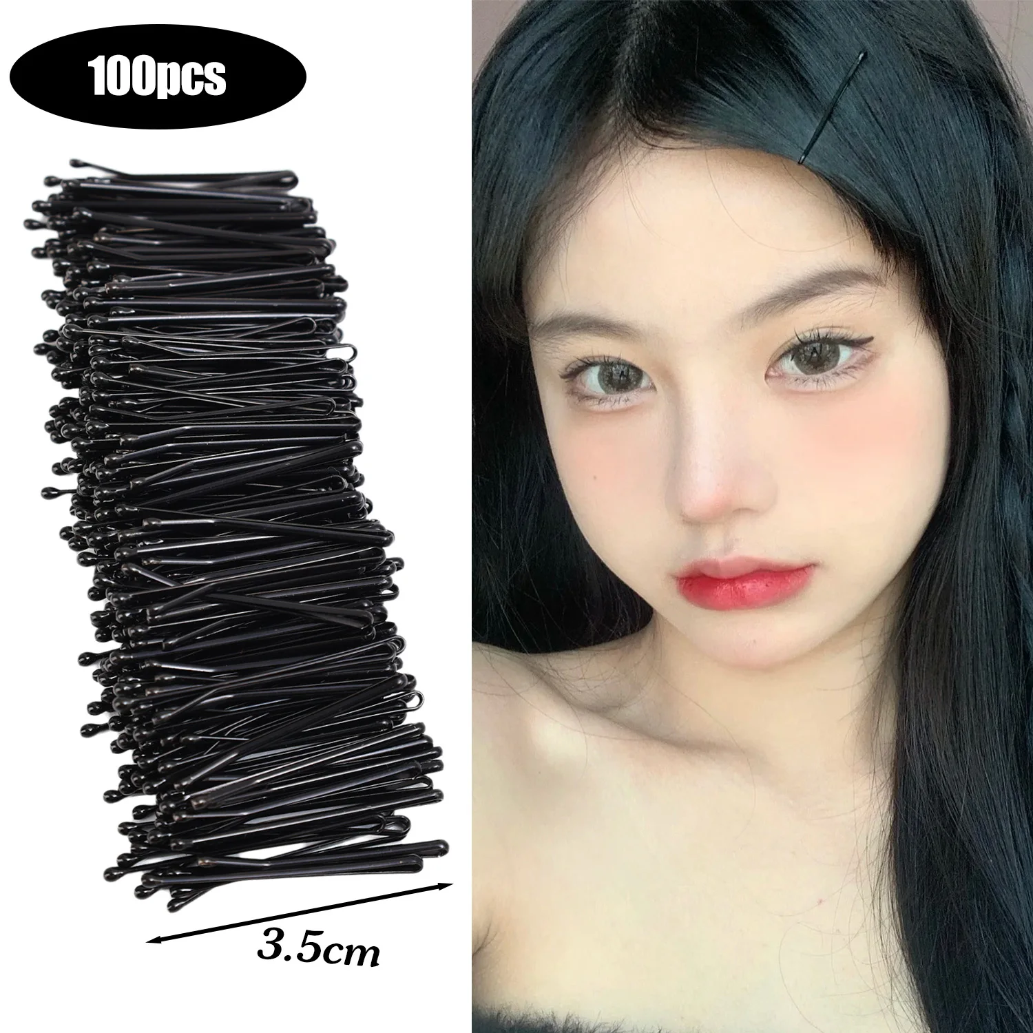 3,5 cm ultra-unsichtbare schwarze gerade Linie Haarspange langlebige U-förmige Nadel Dame Haarnadeln lockige gewellte Griffe Frauen Bobby Pins