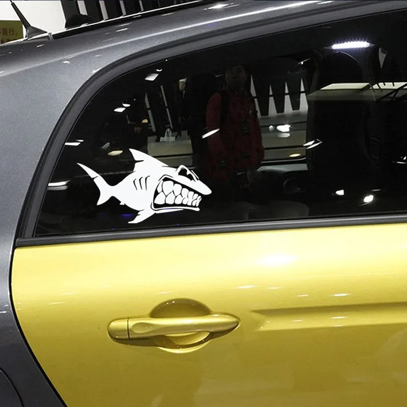 2D Flat Flat Motorcycle Helmet Sticker Cross-Border Foreign Trade Car Sticker Wholesale Shark Teeth Animal Car Window Rear Glass view 6