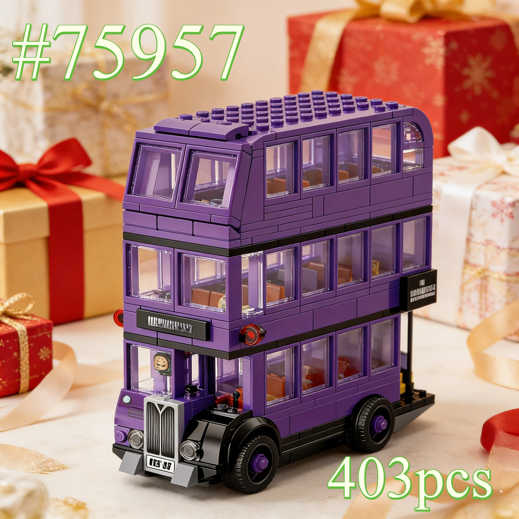 Bus violet à trois couches modèle 75957 ensembles de blocs de construction adaptés aux cadeaux de Noël compatibles avec les particules Legoed, 403 pièces.