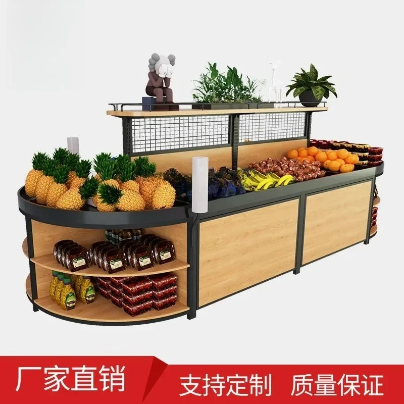 

YH A56 Supermarket vegetables and fruits fresh shelves steel and wood combined with vegetables, snacks and fruits Nakajima shelv