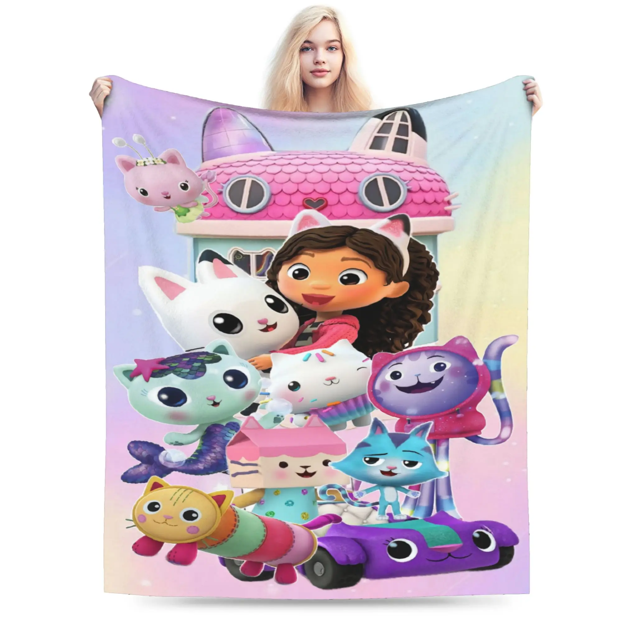 Gabbysed dollhouses Plush Blanket Child  Flannel Throw Blanket For Couch Chair Super Soft Customized Quality Bedspread Gift Idea