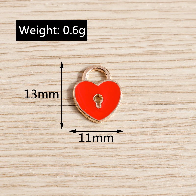 Tusember 10 Stück Neue Legierungs-Romantik-Valentinstags-Charms Rote Liebesherz-Anhänger für DIY-Armband-Schlüsselanhänger-Schmuckherstellung – Detail 14