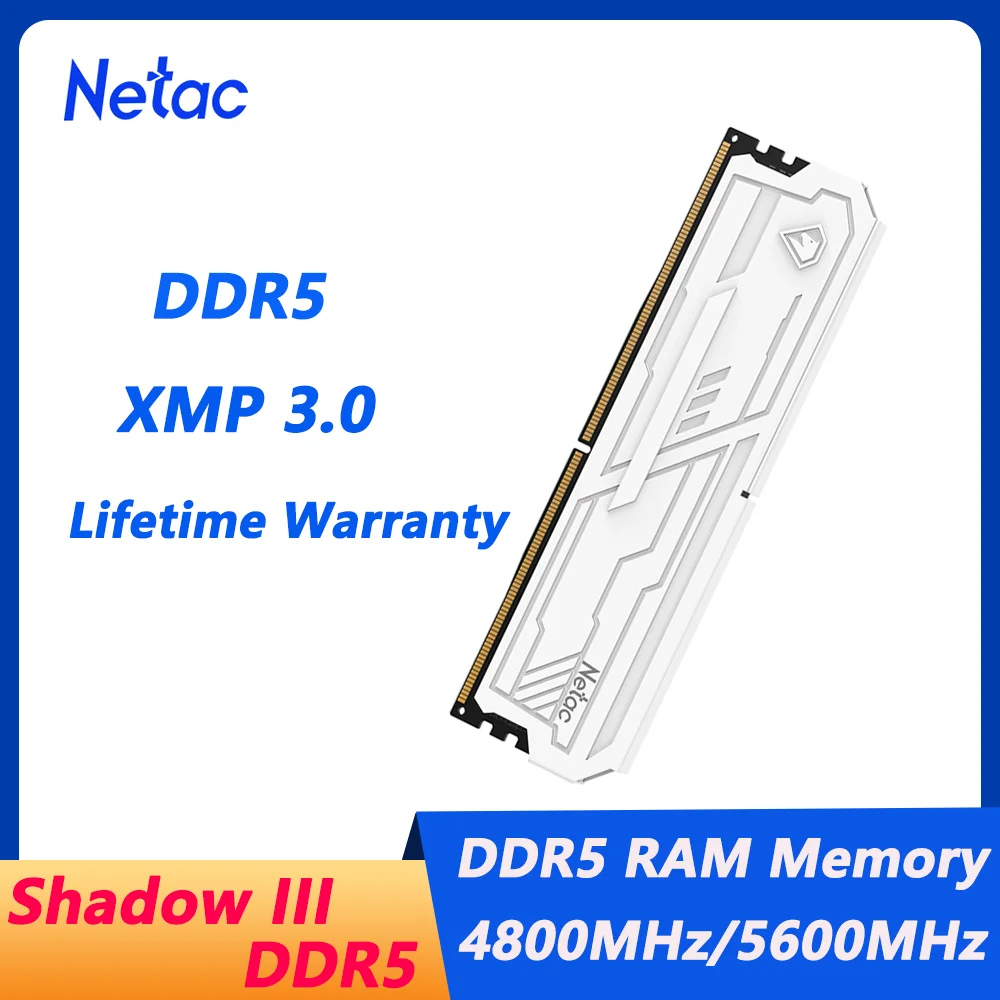 Netac Shadow III DDR5 Memory 16Gx2 4800MHz 5600MHz Intel XMP3.0 & AMD EXPO RAM Memory Dual Channel with Aluminum Heatsink