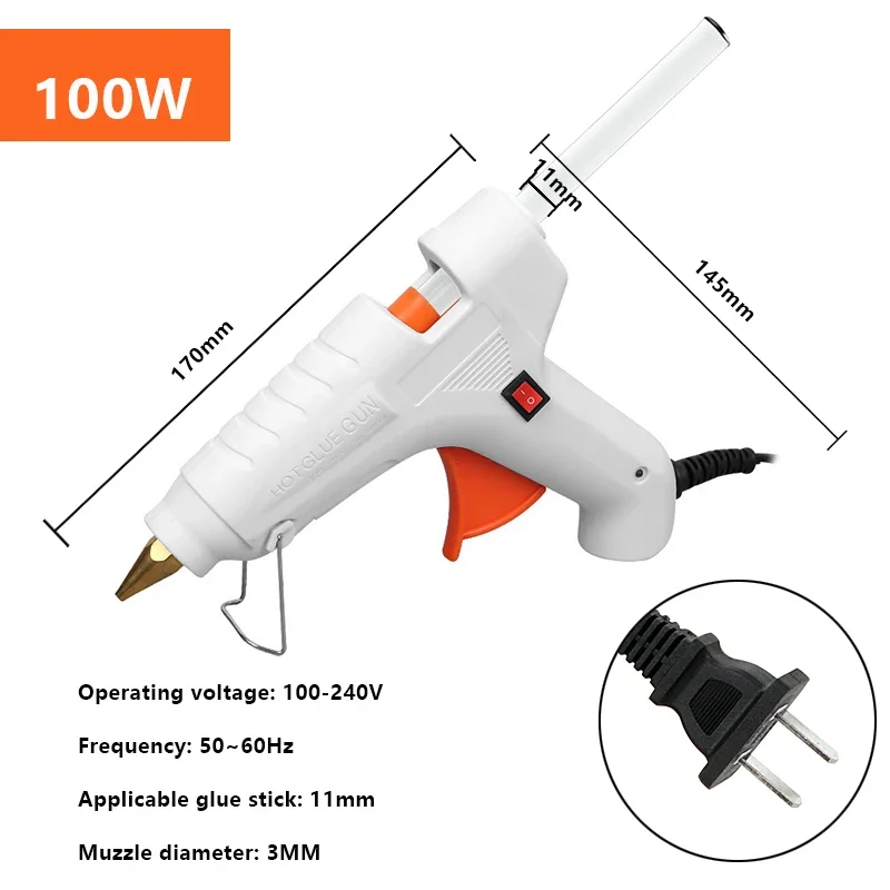 100w hot melt glue gun 11mm right angle glue stick industrial mini glue gun thermoelectric heat temperature tool