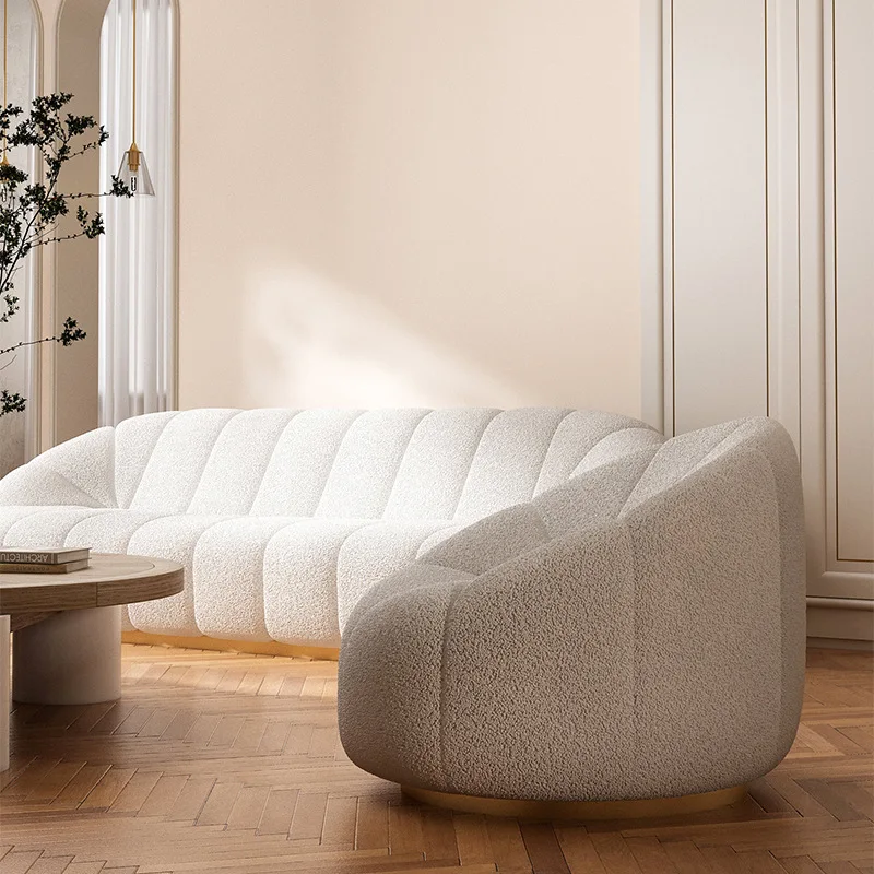 

#Minimalist Nordic Modern Apartment Villa Living Room Sectional Sofa Set Luxury Velvet Wool Fabric Sponge-Filled Hotel