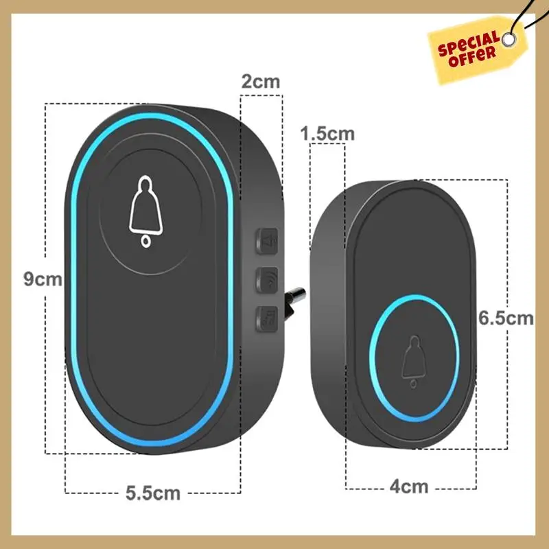 ذكي جرس الباب اللاسلكي المنزل ترحيب الجرس مقاوم للماء جرس الباب الذكي الرنين مقاوم للماء زر الطوارئ الولايات المتحدة التوصيل دائم