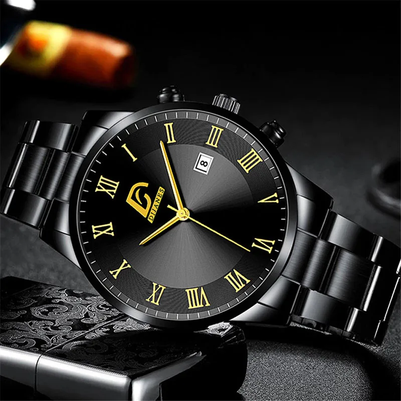 Luxury Mens Watches Business Casual Stainless Steel Quartz Wristwatch Calendar Date Male Sports Bracelet Watch relogio masculino