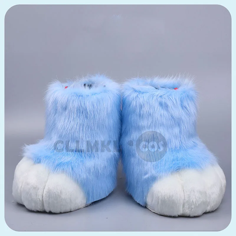 كيغ Fursuit تأثيري باو أحذية فروي Fursuit تأثيري روبيت القط الأحذية لطيف رقيق الحيوان مانغا حفلة كوس يمكن ارتداؤها زي