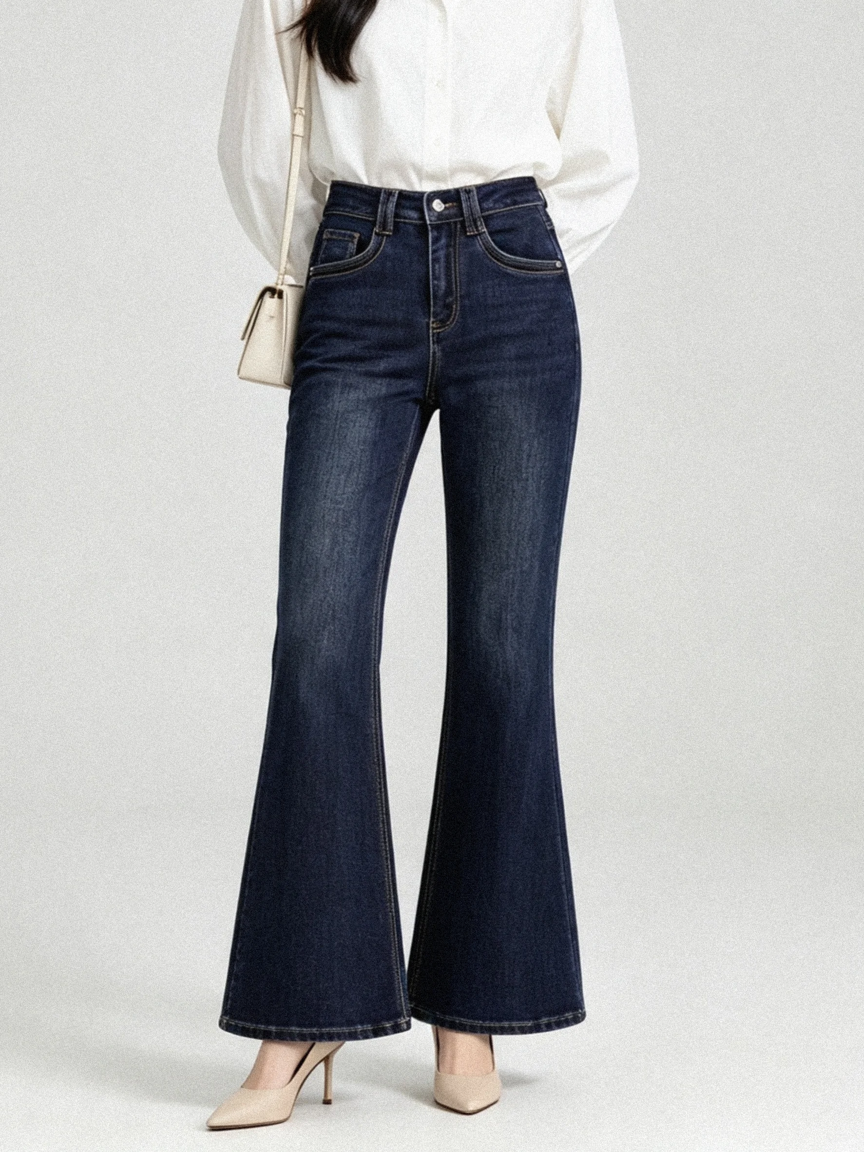 Slim Fit American Retro Sweet And Spicy High Waist Bell Bottom Jeans Women's Premium Autumn Versatile Long Pants