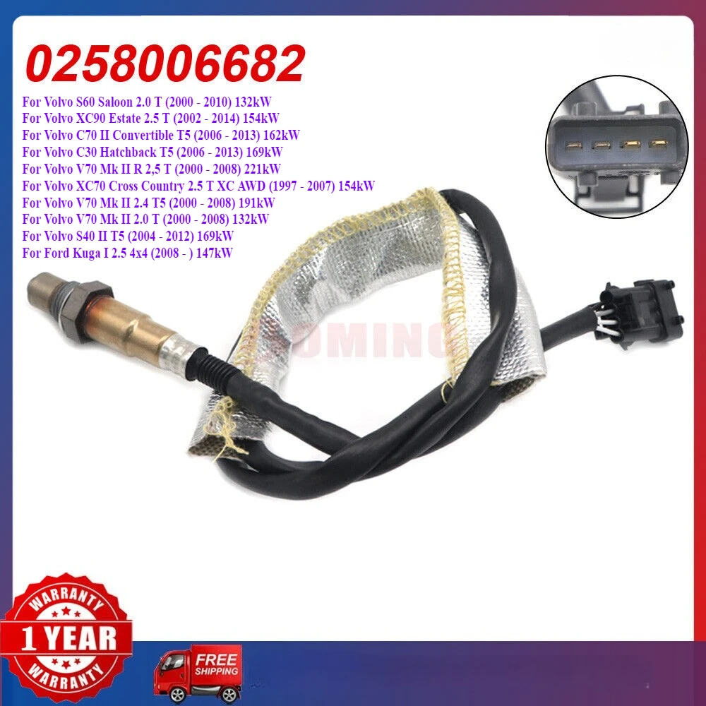 0258006682   Novo sensor de oxigênio lambda o2 de relação de combustível de ar traseiro do carro para volvo s60 xc90 c70 c30 v70 xc70 v70 s40 ford kuga 0258006598