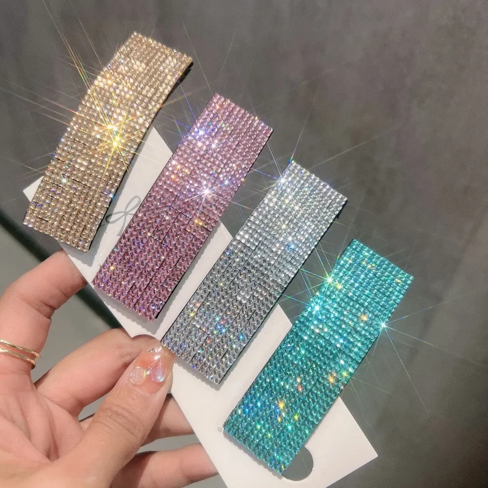 

Beautiful Shiny Rhinestone Hairpins Creative Rectangular Hair Clips Woman's Hair Accessories