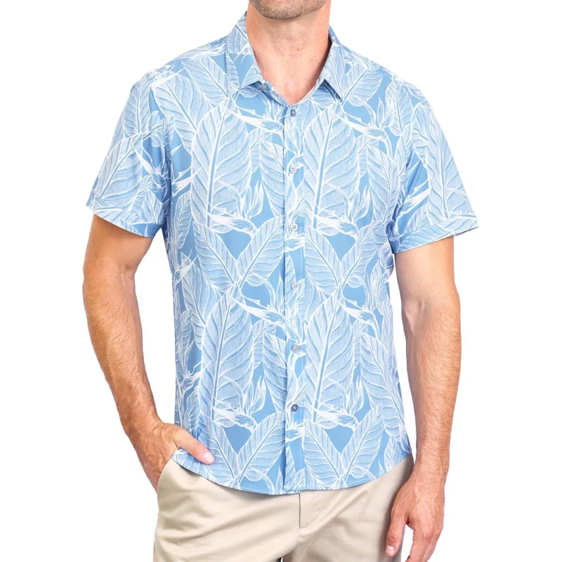 

Men Casual Shirt Tropical Hawaiian Patterns Soft Stretch Fabric Button Down Style
