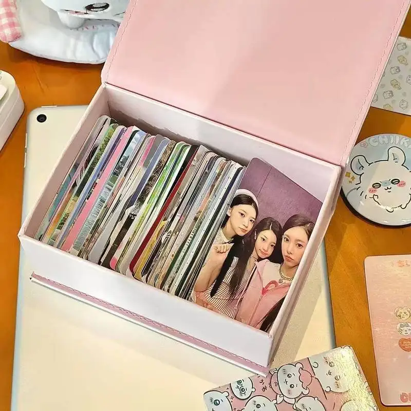 Desktop Storage Supplies Cute Girl Heart, Gieka. Wow Pu Leather Magnetic Flip Card Box Student Desktop Small Card Storage Box