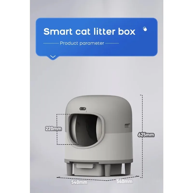 Automatic Cat Litter Box, Large Capacity Self-Cleaning Cat Toilet with APP Control, Low Noise Plastic Litter Box for Cats
