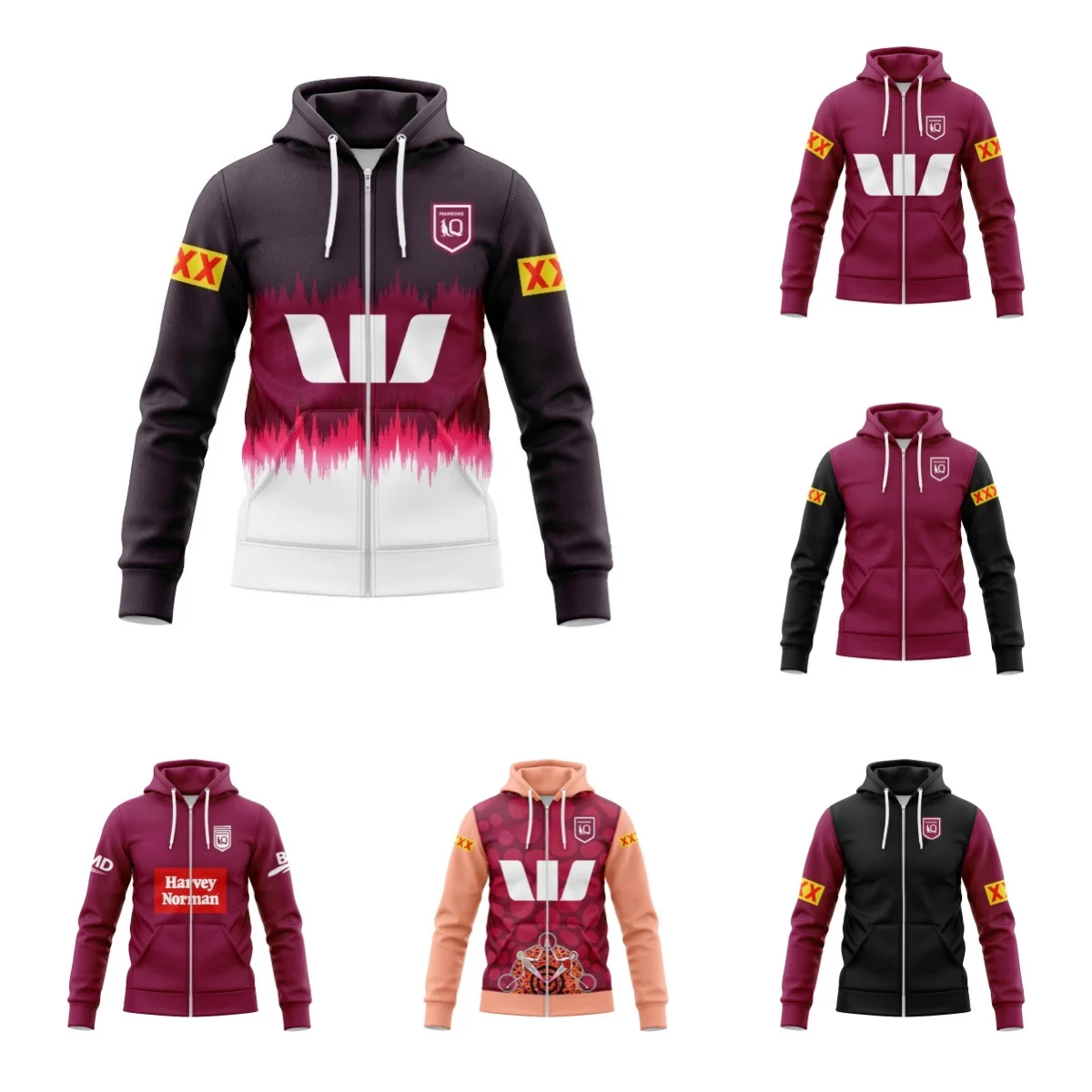 Zip Hoodie Queensland Marlon Indigenous 2023-24 Rugby Training Shirt(Custom name and number )