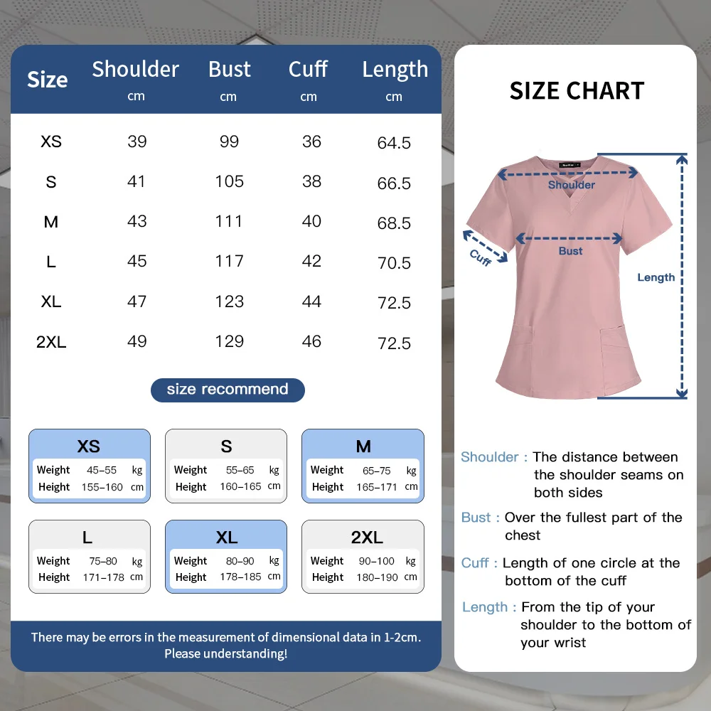 Medical Student Blouse Sanitary Uniform Unisex Beauty Salon Workwear Fashion Slim Fit Scrub Clothes Spa Uniform Scrub Tops Shirt