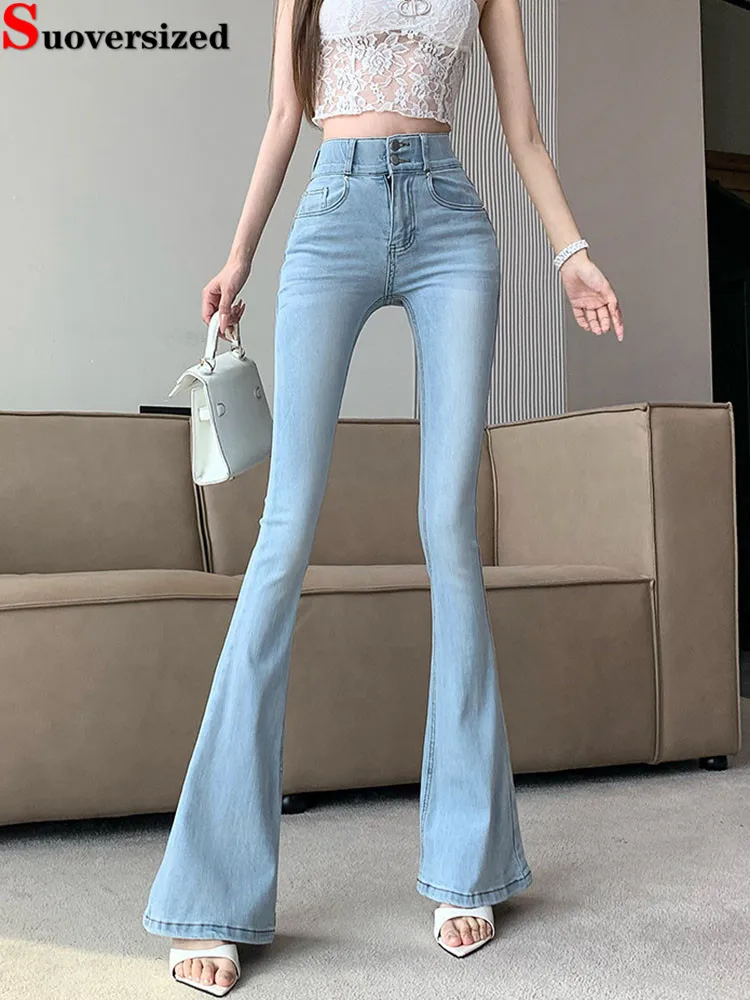 

Узкие джинсы с высокой талией, женские повседневные винтажные модные эластичные брюки Vaqueros, тонкие широкие брюки в стиле ретро, уличная одежда, джинсовые брюки