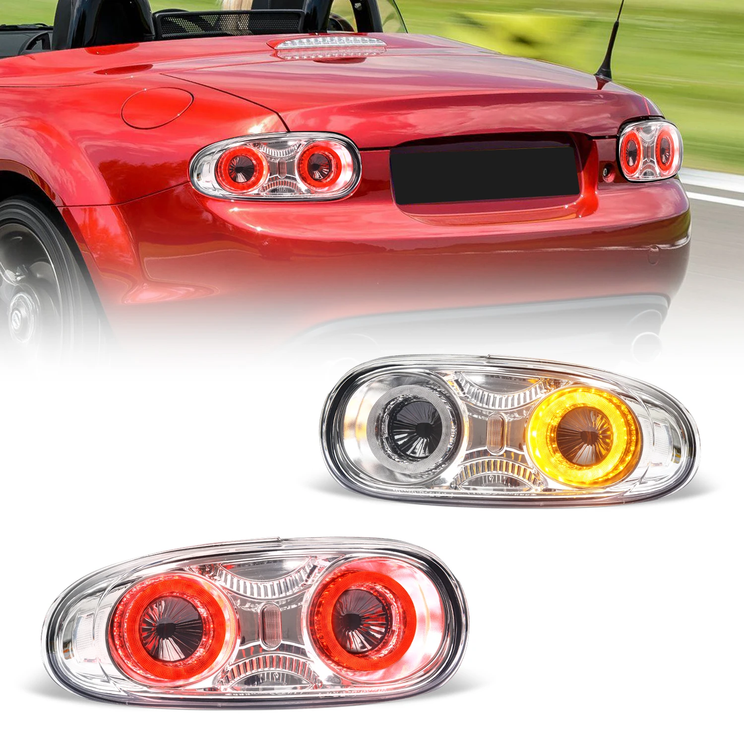 

LED Tail Light Special Clear Chrome Stop Light for Mazda Miata MX-5 Rear Lamp for 2005-2015 Models New Condition