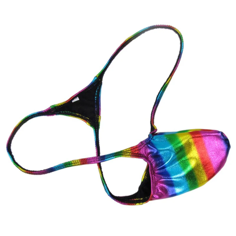 Sexy Men\'s Gay Underwear Bikini Penis Pouch G-strings Shining U Convex Low Waist Sissy Thong Jockstrap Men