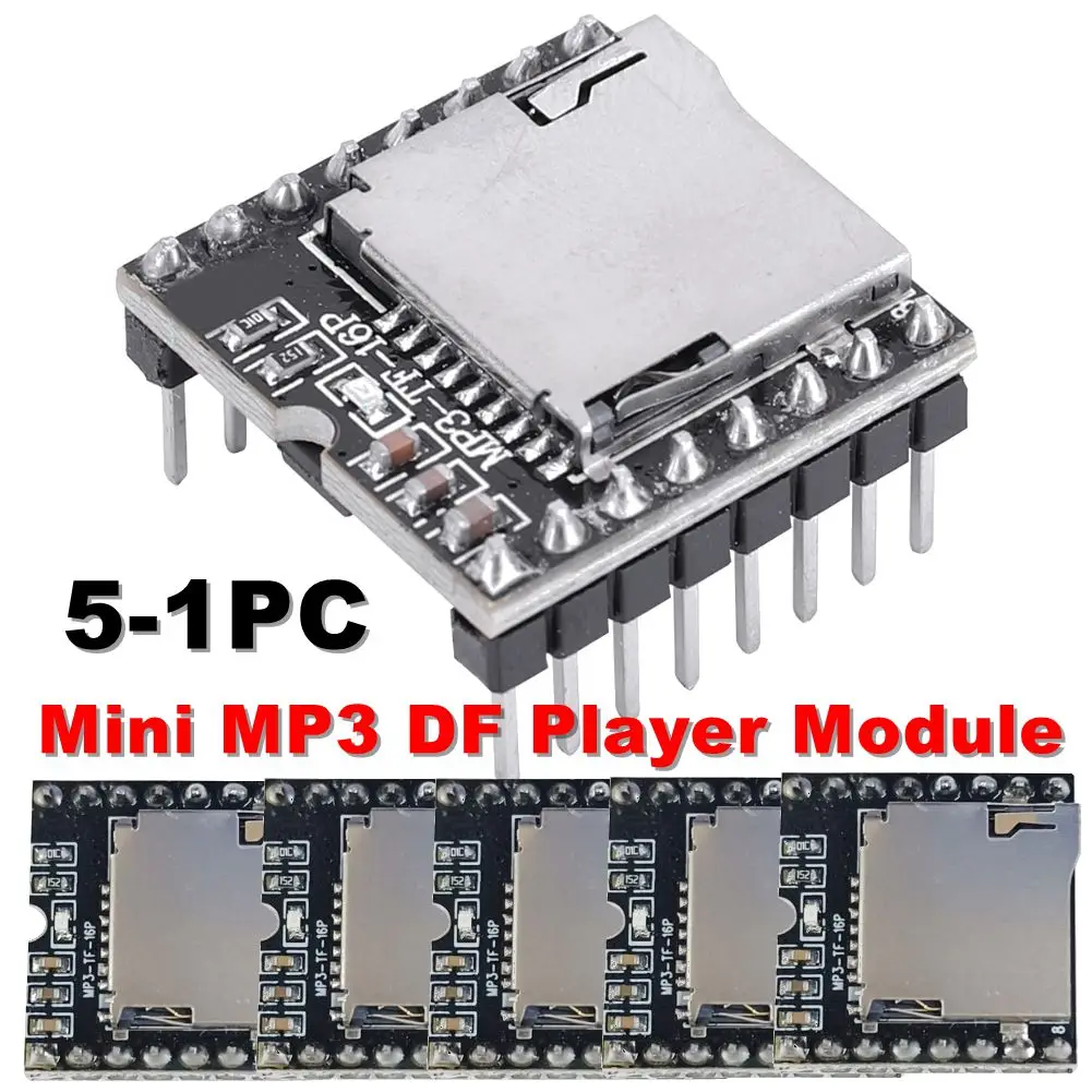 DFPlayer Mini MP3 Player Module TF Card U Disk for Arduino Mini MP3 DF Player Audio Voice Module IO/Serial Port/AD MP3-TF-16P