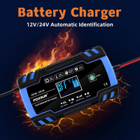 Motorcycle Car Battery Charger 12V 8A 24V 4A Automatic Start Pulse Repair LCD Smart Car Charger AGM GEL Lead-Acid WET Battery