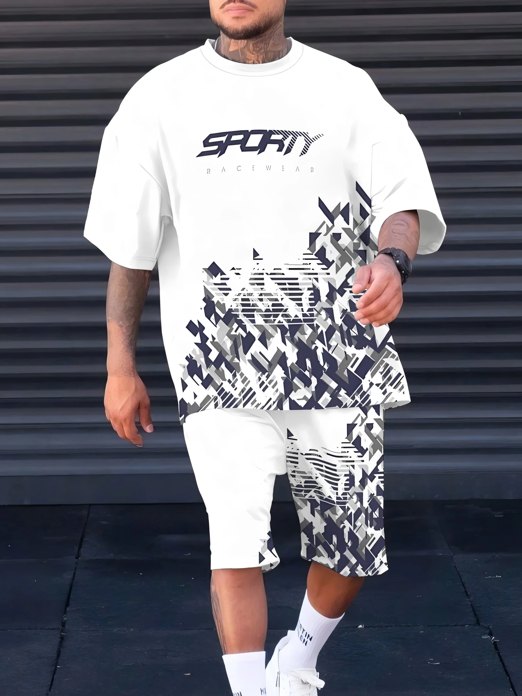 

The 2025 summer new men's suit with letter prints for casual and fashionable outdoor wear