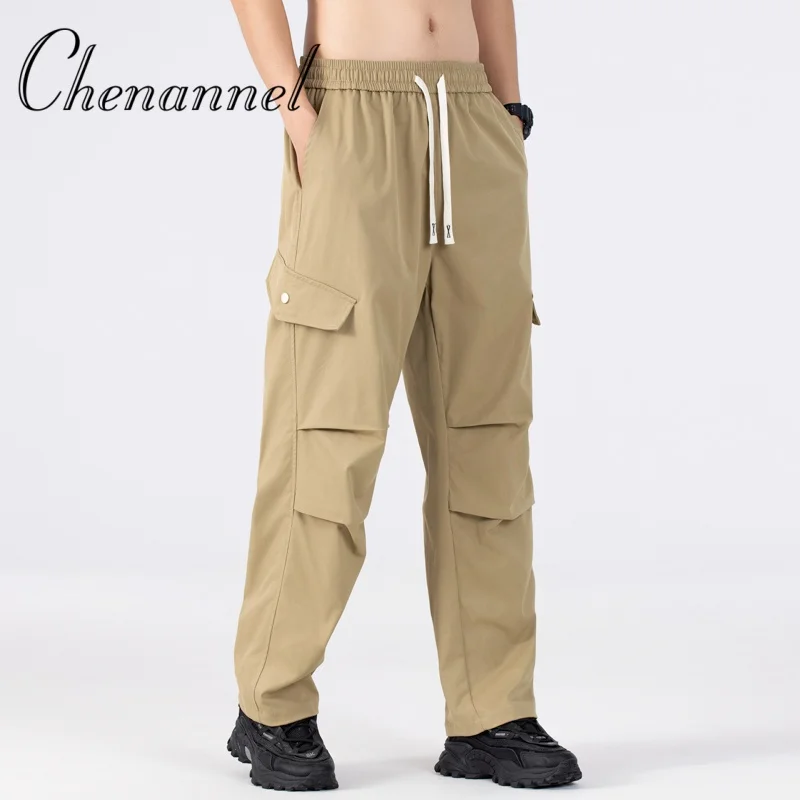 ذكر متعدد جيب بنطلون ركض بنطلونات الرجال المشي لمسافات طويلة في الهواء الطلق البضائع السراويل فضفاض Armygreen جديد سراويل قطنية رجالي