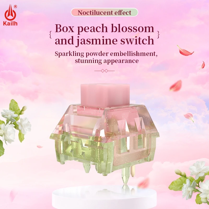 Kailh Mechanical Keyboard Switch  BOX Peach Blossom and Jasmine Switch Linear Luminous Pink Green Light Weight Spring