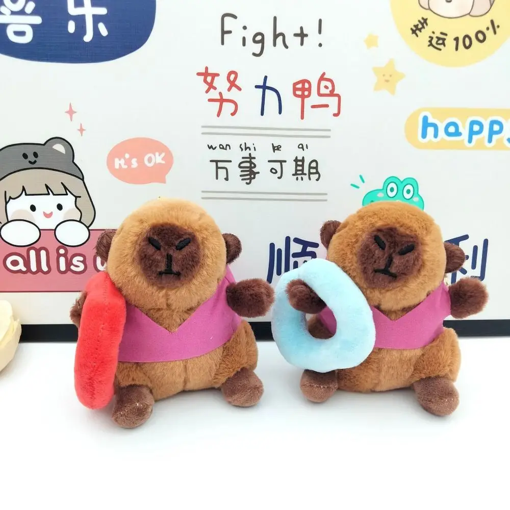 Cartoon Plush Capybara Keychain New Stuffed Animals Cute Simulation Capybara Pendant Soft Capybara Headgear Capybara Doll