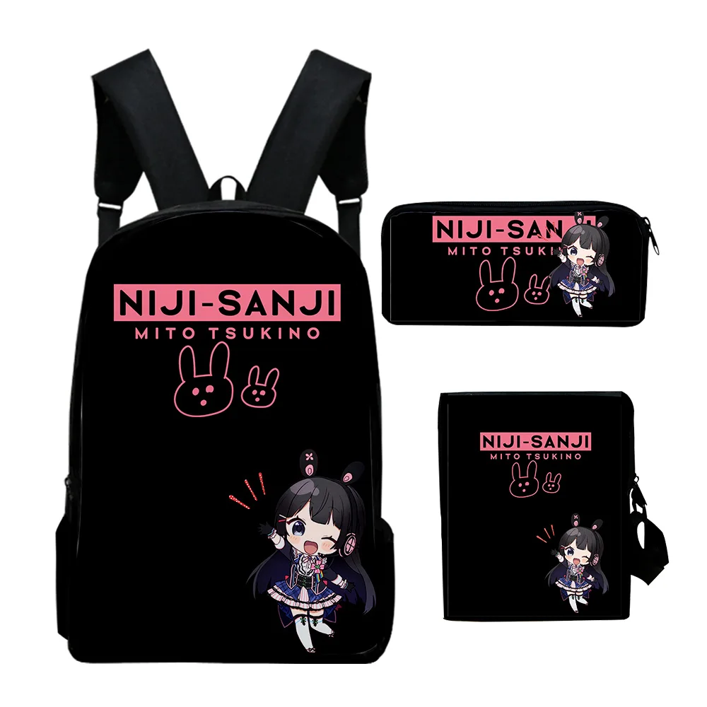 

Popular VTuber Tsukino Mito Anime 3D Print 3pcs/Set pupil School Bags Laptop Daypack Backpack Inclined shoulder bag Pencil Case
