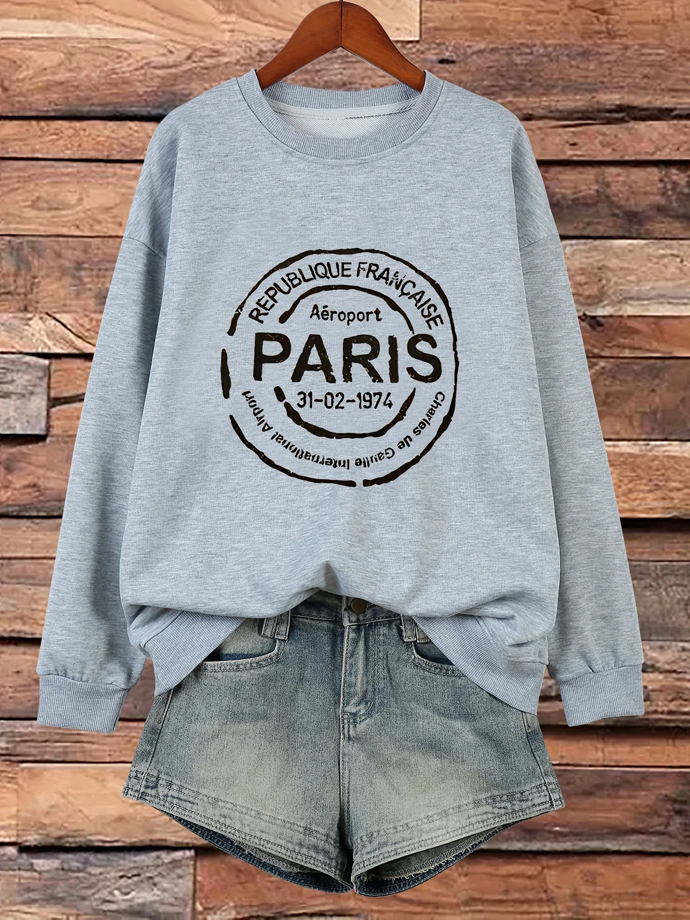 Paris Funny Letter Printed Sweatshirt Women Basic Versatile Street Tracksuit Soft O-Neck Fashion Wear Autumn Fleece Warm Clothes