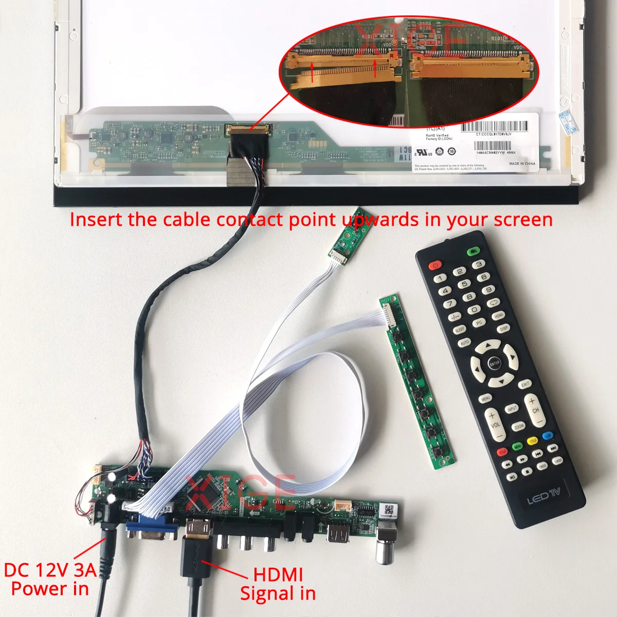 For N156B6 N156BGE NT156WHM Metal Case+TV Analog Driver Board VGA USB RF LVDS 40-Pin DIY Kit 1366*768 15.6\