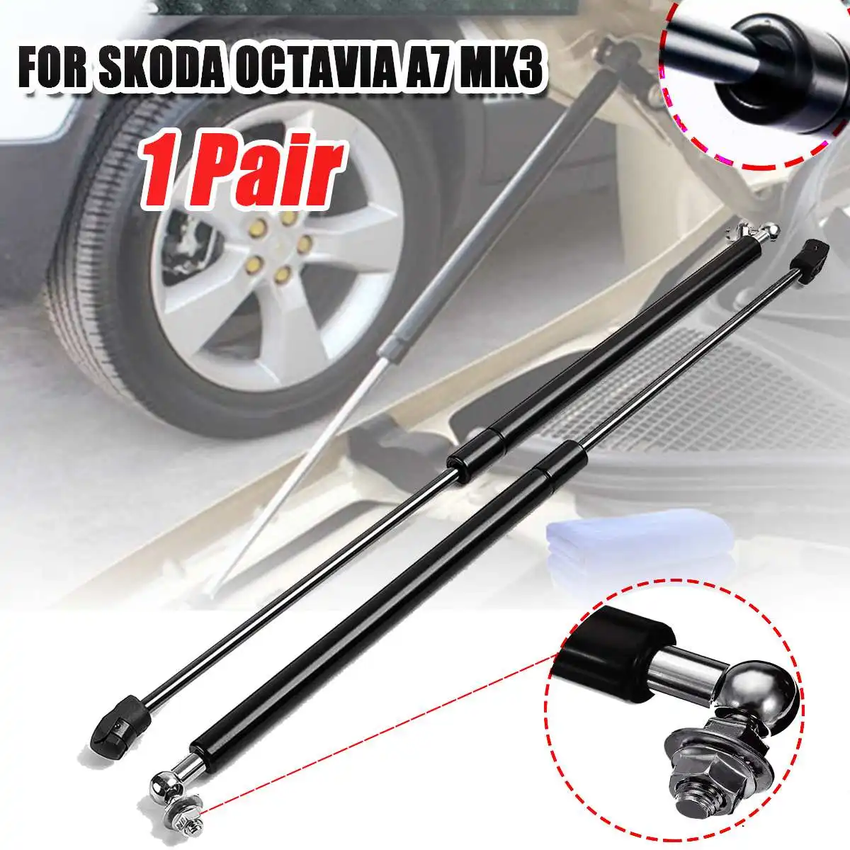 Pair For Skoda Octavia A7 MK3 2012- 2020 A5 MK2 2004-2013 Car Bonnet Hood Gas Shock Lift Strut Bars Support Rod