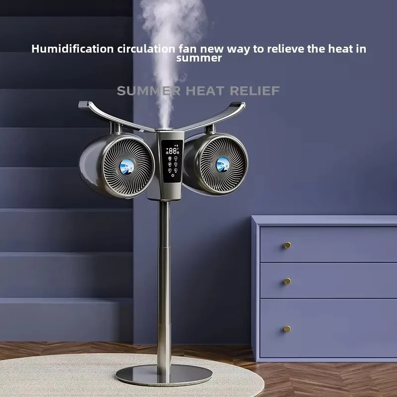 Double Head Electric Fan with Water Tank, Intelligent Turbine Convection Fan, Portable Humidifying Cooling Device for Indoor