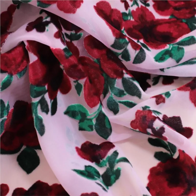 

Woven velvet brocade viscose printed mottled and burned fabric nightgown dress cheongsam