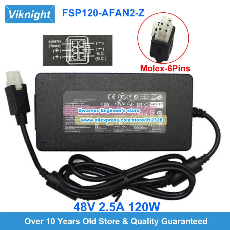 

FSP120-AFAN2-Z AC Adapter 48V 2.5A 120W for ZEBRA PWR-BGA48V120W0WW PWR-BGA-48V120W0WW Molex-6Pins