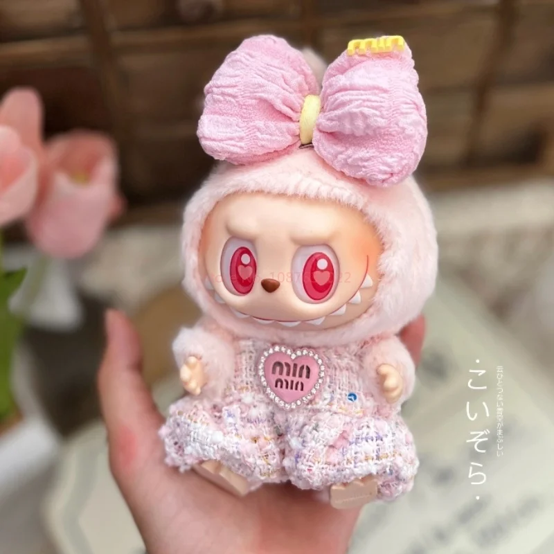 Pre-Sell Original 17cm Labubu Pendant Clothes Cute Cotton Doll Has No Attribute Kindergarten Suit Cartoon Replacement Decoration