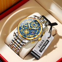 POEDAGAR Fashion Watch For Men Waterproof Luminous Chronograph Date Stainless Steel Man Watch Luxury Sports Men's Quartz Watches