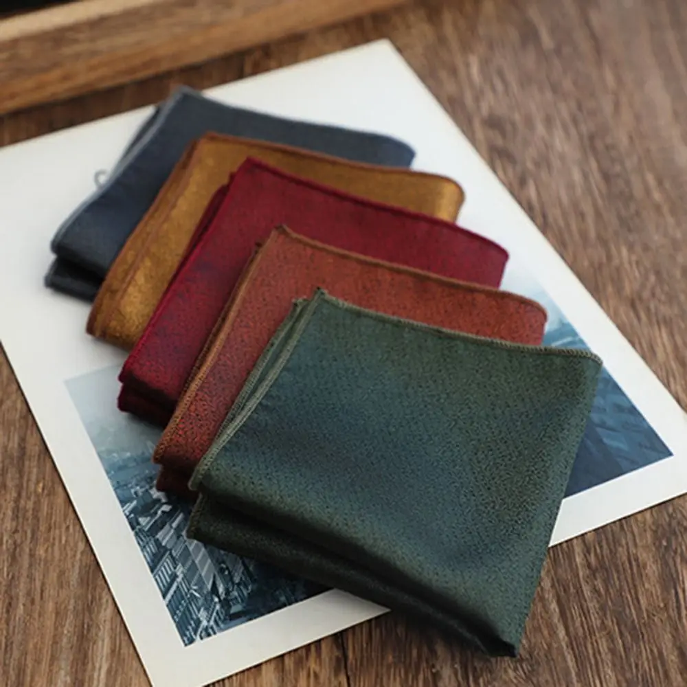 Elegant Polyester Pocket Square Square Shape Solid Color Men Handkerchief Retro Tone Groom Handkerchief Gift Giving