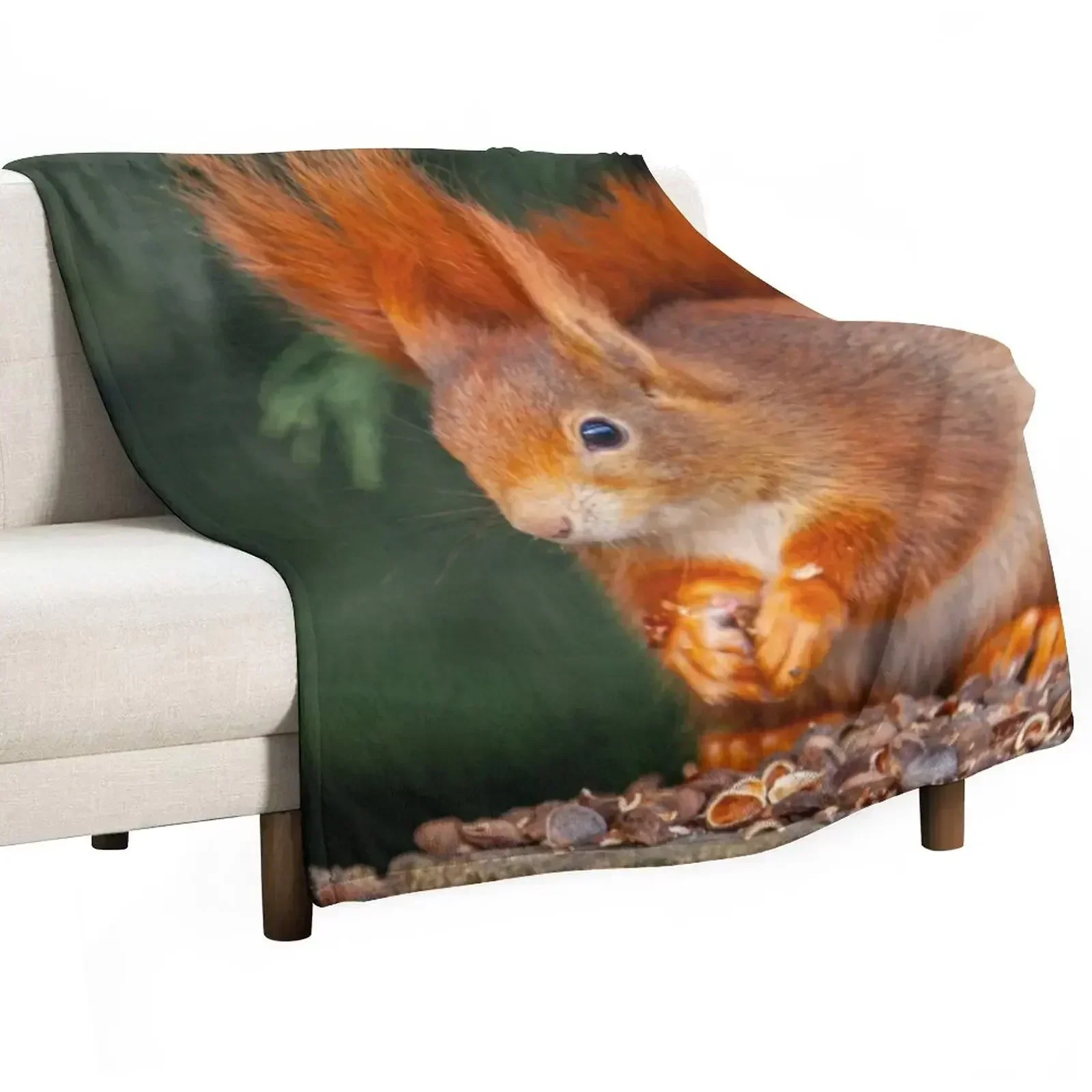 Red Squirrel Throw Blanket Cute Bed covers For Decorative Sofa Blankets