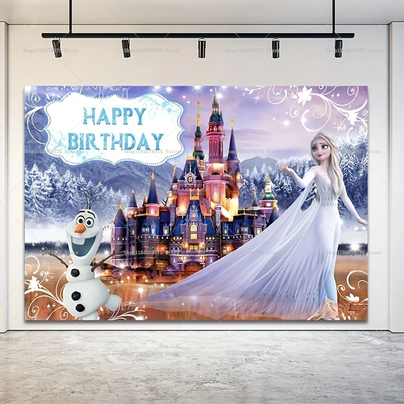 Disney Frozen Princess Elsa sfondo 1pc Vinyl Wall Decor adatto per la festa di compleanno e la fotografia foto Baby Shower