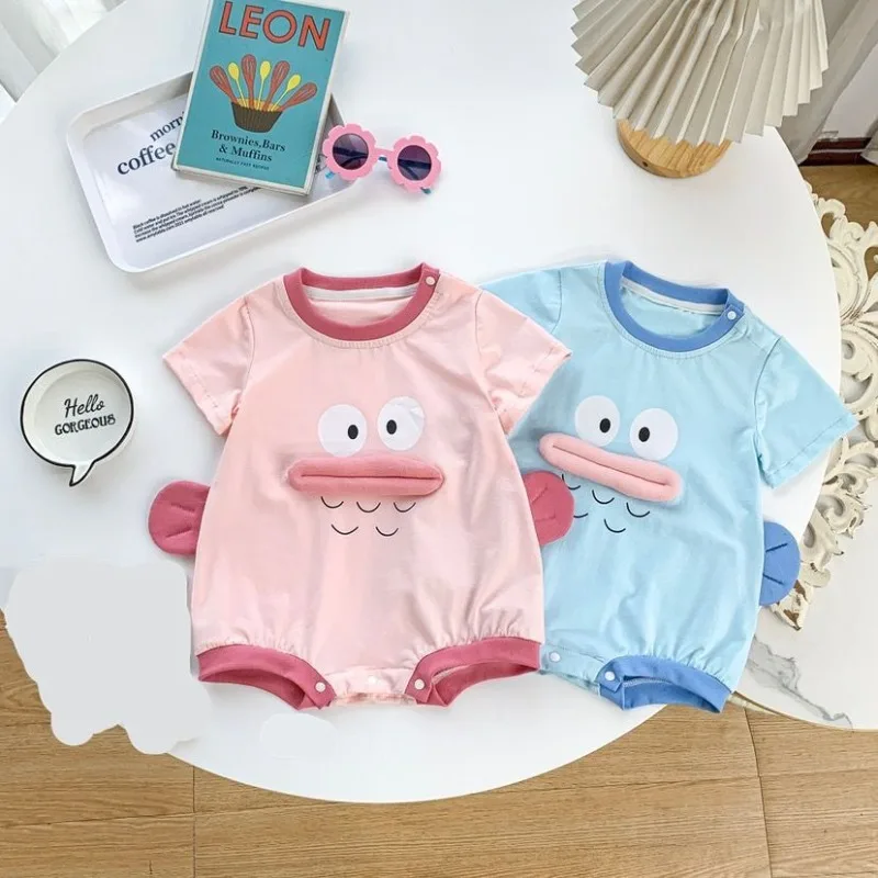 

Summer Baby Clothes Kawaii Sanrio Hangyodon Anime Soft Boys Girls Short Sleeve Shirt Clothes Cute Cartoon Hoodie Gifts Toys
