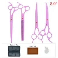 8 inch Purple Dragon Dog Grooming Scissors Pet Hair Straight Curved Cutting Shear Thinning Clipper Pet Barber Accessories B0056B