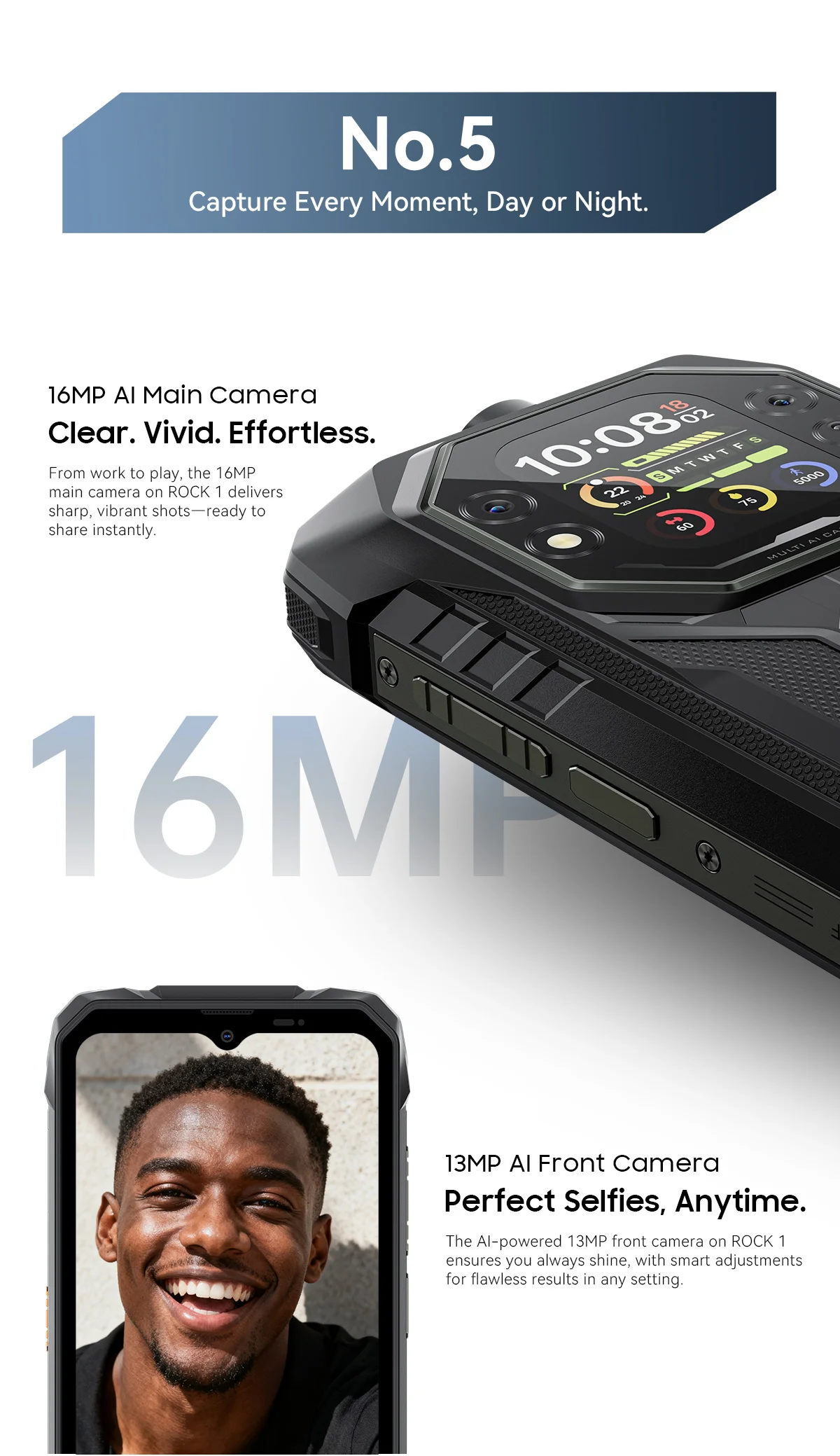 Blackview ROCK 1 AI Rugged Smartphone 6.56-inch 90Hz Display 256GB MediaTek Helio G81 4G Android 16 NFC Torch 15000mAh/33W